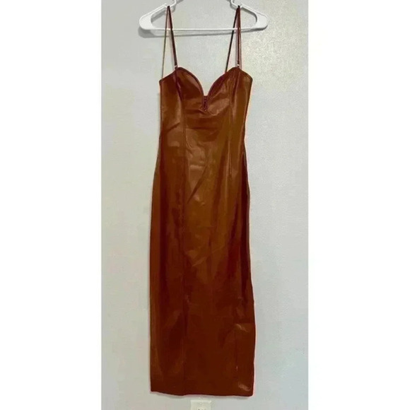 ZARA CARAMEL FAUX LEATHER Dress size‎ XS - Picture 2 of 6